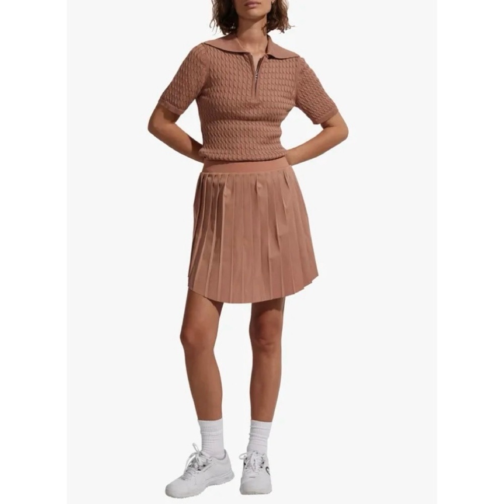 NEW Varley Newman Pleated Skirt Mocha Mousse